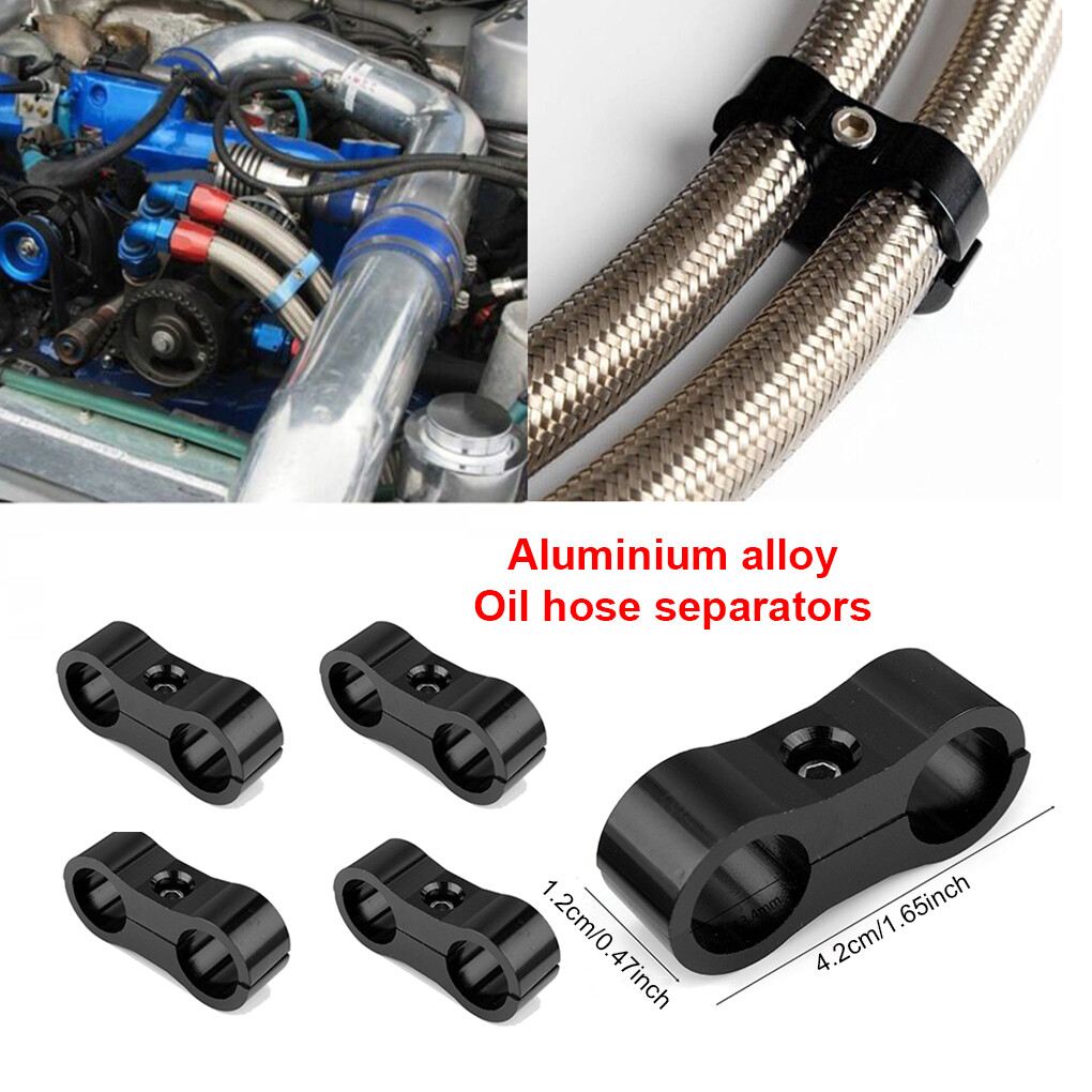 Heat Shrink Hose Clamp 4-Piece AN Hose Separator Clamp Set - 4AN, 6AN, 8AN, 10AN Sizes | Aluminum Billet Fuel/Oil Line Fittings 4AN 6AN 8AN 10AN Fittings