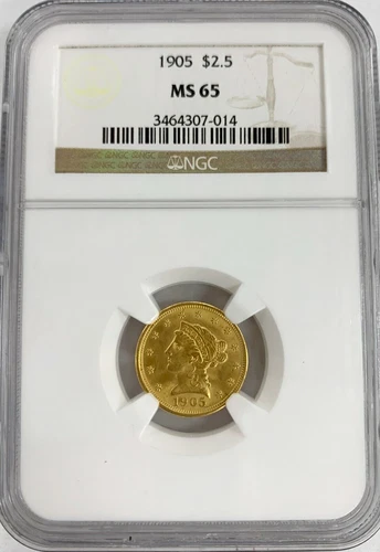 1905 United States US $2.50 Gold Liberty Head Coin NGC MS 65