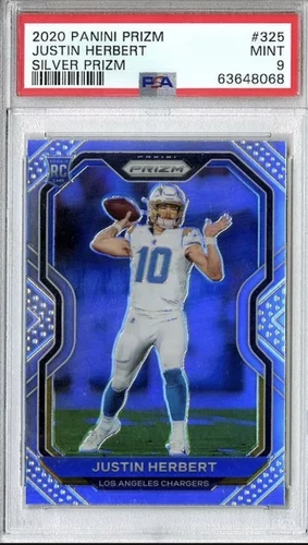 2020 Justin Herbert Silver Prizm Rookie Card psa 9 #325 MINT