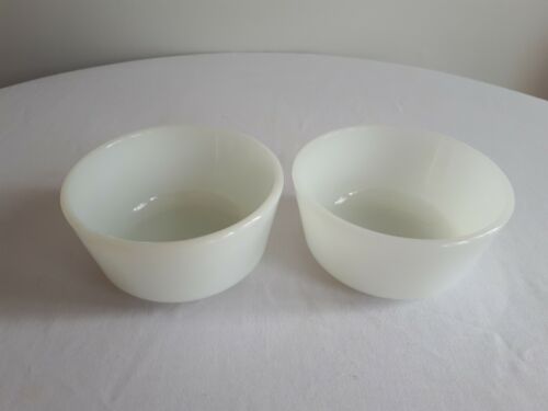 Vintage 2 USA Anchor Hocking #434 6oz White Milk Glass ramekin custard bowl dish - Picture 3 of 4