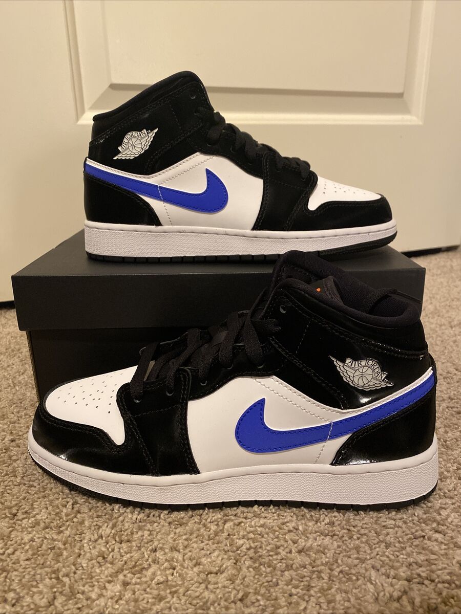 Nike Air Jordan 1 Mid GS Black/Racer Blue 554725-084 Size 5Y