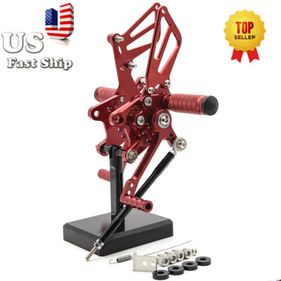 CNC Rearsets Footpeg Pedal Fit Suzuki GSXR1000 GP Shift 2000-2004 Red Adjustable