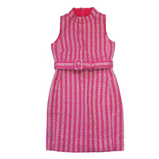 NWT J.Crew Petite Mockneck Sheath in Fuchsia Blossom Disco Tweed Belted Dress 2P