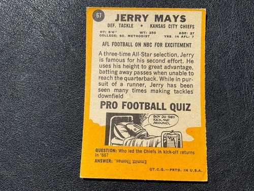 1967 TOPPS FOOTBALL #60-87 CHIEFS & DOLPHINS CARDS PICK CARDS YOU WANT - Picture 39 of 155