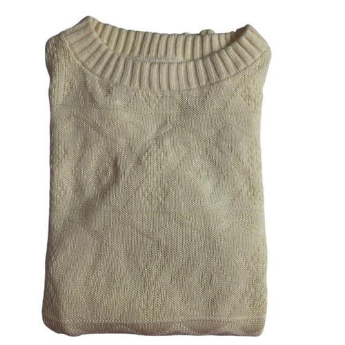 Maglione maglia manica corta mezzo girocollo vintage panna avorio taglia M - Foto 11 di 14