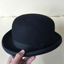 100 Wool Men's Black Bowler Hat Gentleman Hat Fedora Casual S/M/L/XL New