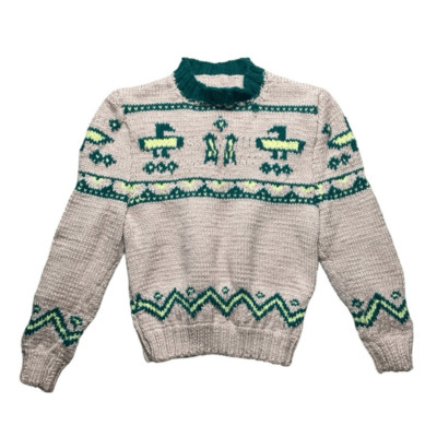 Handmade Vintage green and cream sweater