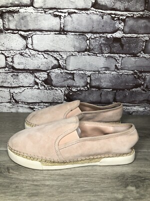 VINCE CAMUTO Tambie Blush Pink Suede Leather Espadrille Loafers Women 8M US/38.5