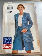 Butterick Pattern 4487 Ms EZ SEE & SEW Unlined Jacket~Wide Legged Shorts 6-10