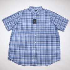 Cremieux Men's Short-Sleeve Shirt XL Blue White Check NWT 75