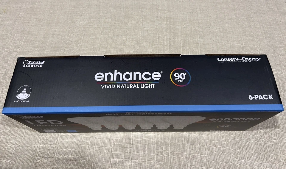 (2) 6 Pack Feit Electric Enhance Dimmable 65 Watt Flood Daylight BR30 LED Bulbs - Image 3 of 4