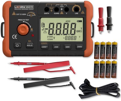 VAD78 Digital Insulation Resistance Tester - Accurate Megohm Meter for Black 