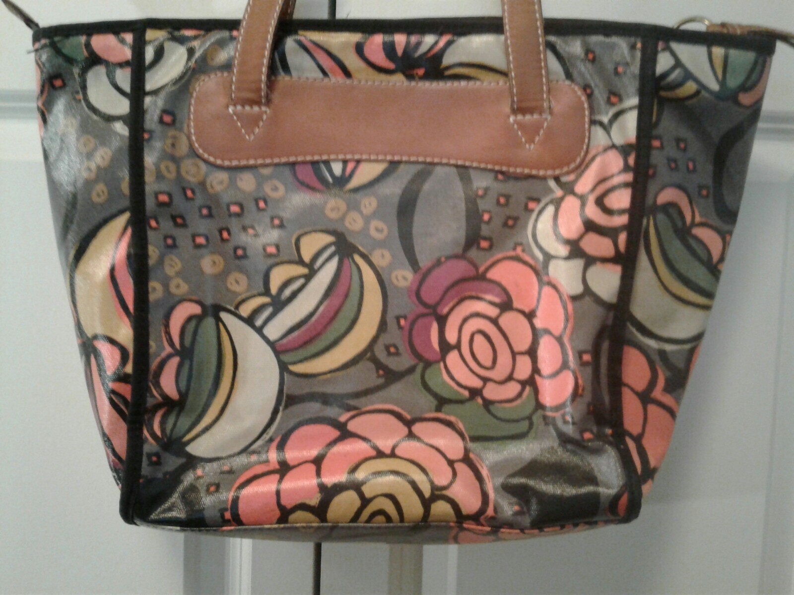 Fossil Canvas Coated Tote Bag Multi-Color EUC — image 4