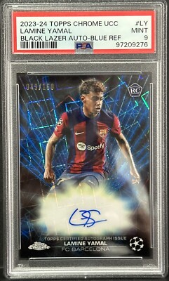 2023-24 Topps Chrome UCC RC Lamine Yamal Auto Black Lazer Blue