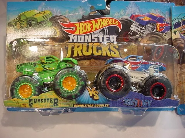 Hot Wheels Monster Trucks Plus Car Mix 1 2-Pack Case of 8