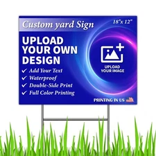 Custom Yard Signs with Stake - Personalized Blank Corrugated Lawn Sign 18x24