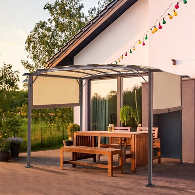 AECOJOY 12 x 9 Ft Outdoor Pergola Gazebo Retractable Metal Frame Canopy Shade
