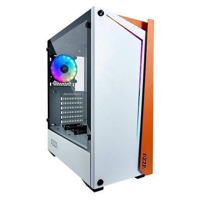 AZZA Apollo 430 White Gaming-Gehäuse RGB ATX Midi-Tower mit Glas-Seitendeckel