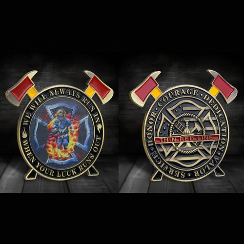 Moneda Forma Hacha de Fuego Colección Bombero Desafío Moneda Regalo Conmemorativo