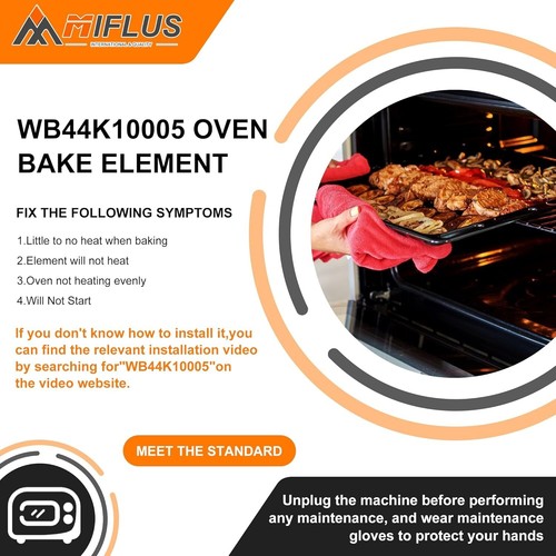 WB44K10005 Range Oven Bake Heating Element replace AP2030964 PS249238 for GE - Foto 3 di 7