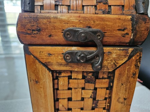 VTG Three HandsCorp. Wine/Liquor Wood BAMBOO BOTTLE CARRY CASE - Picture 8 of 11