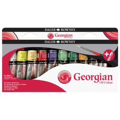 Daler-Rowney Ölfarbe Set 10 x 38 ml Tuben PLUS Pinsel