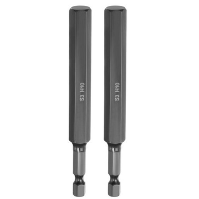 2pcs Flat Hex Screwdriver Bit H10 Magnetic Tip 1/4'' Hex Shank 4'' Long S3 Steel