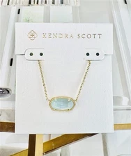 NEW Kendra Scott Elisa Light Blue Illusion Pendant Gold Necklace March