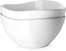 DOWAN Large Mixing Bowls, Ceramic Serving 3.2 Quart Deep Large, White 