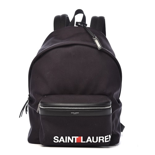 AUTHENTIC Saint Laurent Canvas Logo City Backpack/Bookbag Navy YSL
