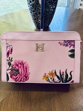 New Carolina Herrera Pink Floral Cosmetic Bag Handbag Clutch Makeup Bridal Party