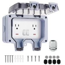 15 Amp Outdoor Electrical Outlet Box with On/Off Switch and Indicator Light, ...