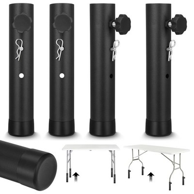 4 PCS Folding Table Extenders Durable Steel Risers Adjustable Height Rise