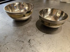 Pair! Modern Decoritive Silver Bowls With Stone Accents!!!