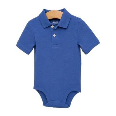 NWT Oshkosh B'Gosh One Piece Polo Style Romper Baby Infant Blue 18 Month 