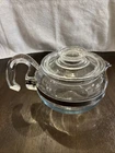 Vintage PYREX Flameware 6 Cup Glass Teapot Kettle Coffee Pot 8336 Blue Tint EUC