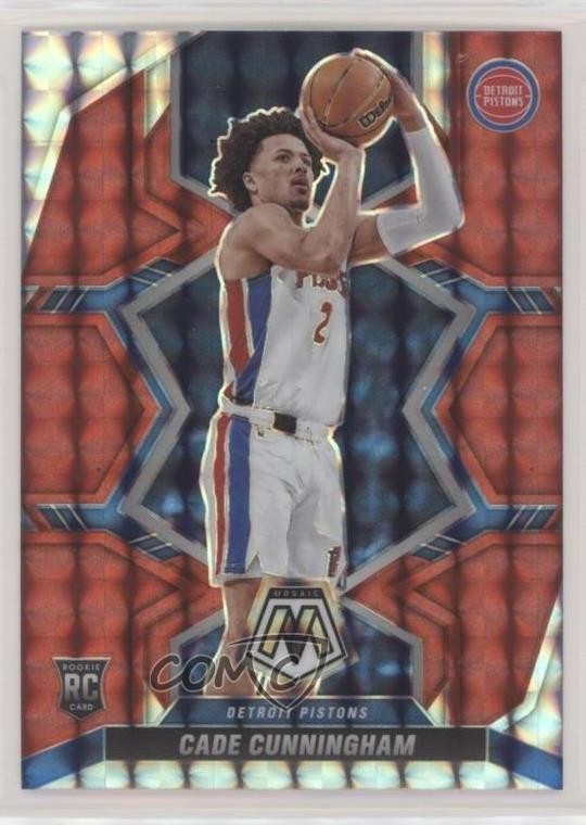 2021-22 Panini Mosaic Rookies Red Mosaic Prizm Cade Cunningham #203 Rookie RC