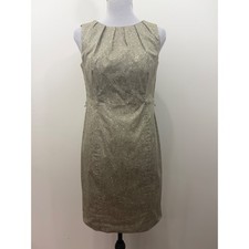 Michael Michael Kors Gray Snakeskin Print Pleated Neck Sheath Dress Womens 4P
