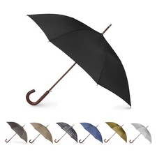 Totes Auto Open Water Repellent Stick Umbrella with Classic Wood J Hook Handle