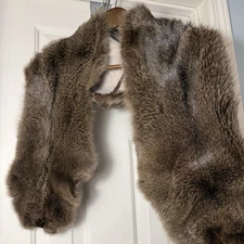 Fur Scarf Vintage Genuine Animal Brown Fur Shawl Collar