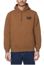 CAT Men s Heavyweight Fleece Pullover Hooded Sweatshirt Size Small, Color Brown