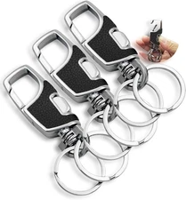 3Pcs Heavy Duty Key Chain,3 Pack Car Key Chains with 2 Metal Key Rings Carabiner