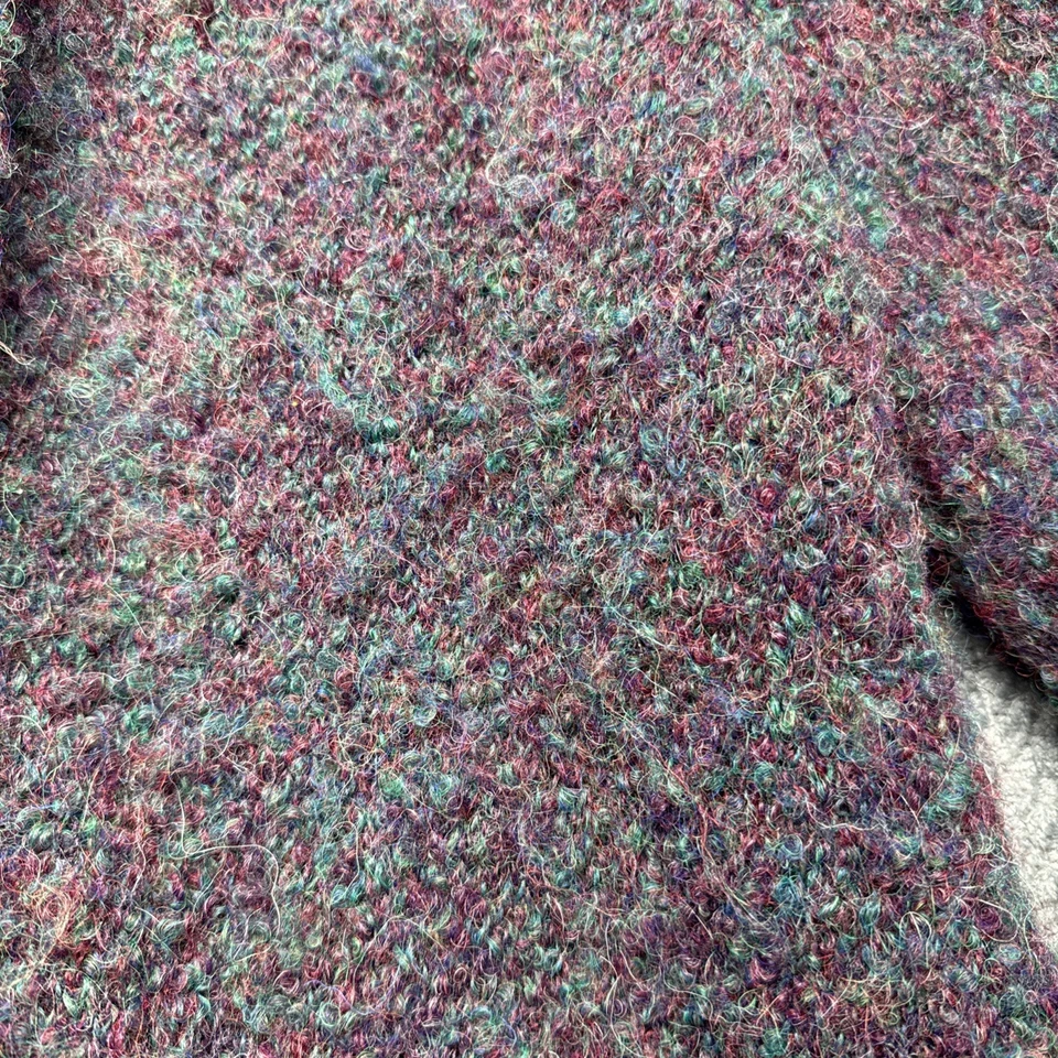 Suéter Bouclé Mezcla Lana Alpaca Mujer Tabask Púrpura Verde Hecho a Mano Perú M/L De Colección Foto 3 de 4