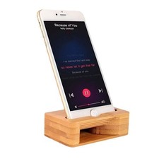 Phone Holder Stand Amplifier Cell Speaker Desk Wood Bamboo Sound Mobile Bracket