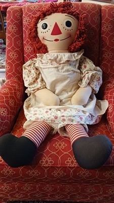 Rare 1960's  45 In. Original Knickerbocker Raggedy Ann Doll CLEAN  Orig. Dress