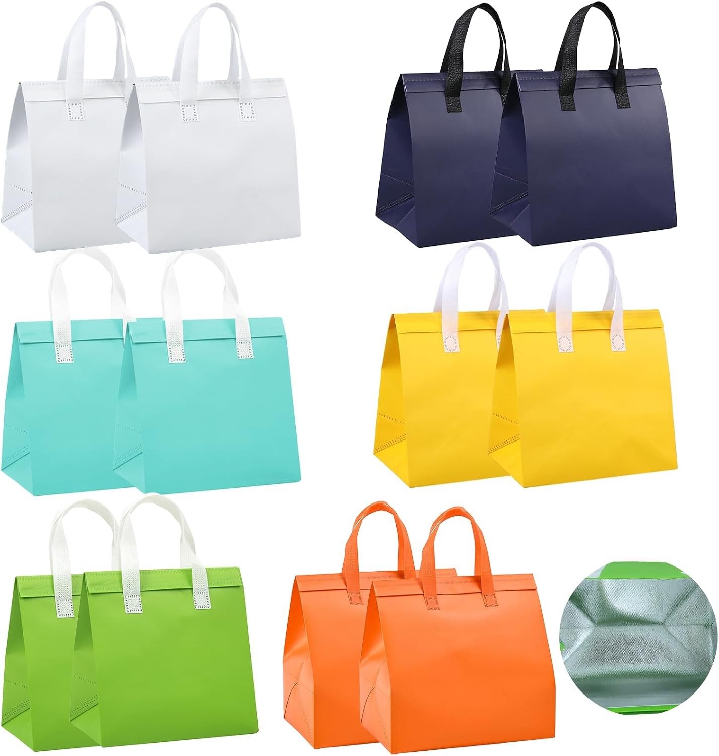 12Pcs Insulated Take Away Bags Disposable Cooler Bag Thermal Lunch Grocery Take