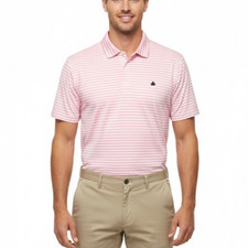 Brooks Brothers Men’s Pink White Striped Short Sleeve Slim Fit Polo Shirt Sz XL