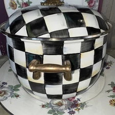 MacKenzie Childs Vintage Courtly Check 8 Quart StockPot Excellent Condition