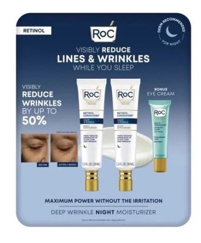 RoC Retinol Correxion Deep Wrinkle Night Moisturizer 2PK x 1.3 oz + Eye Crème