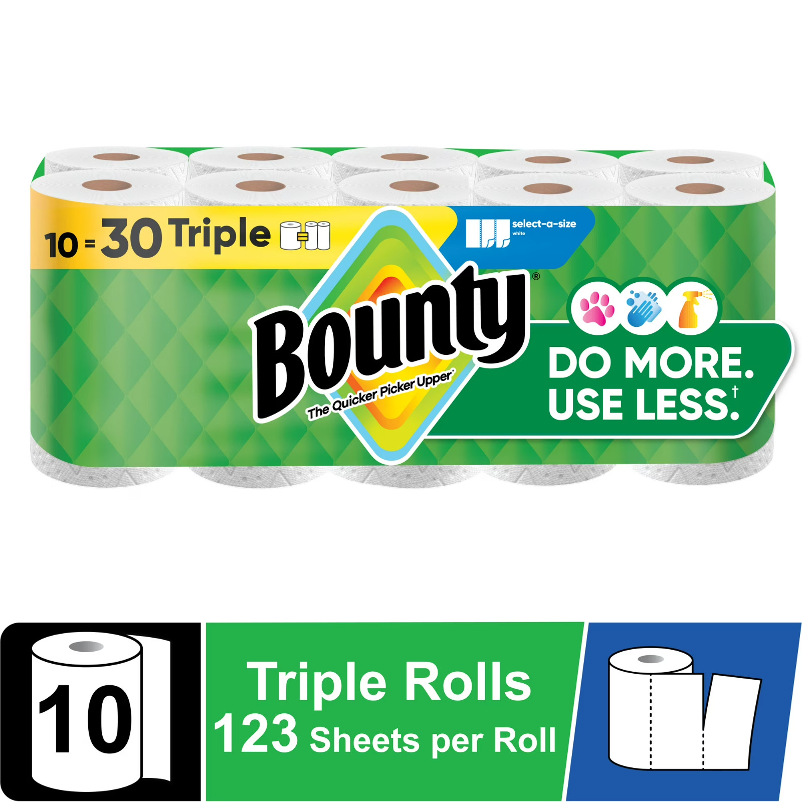 S Select-a-size White, 10 Triple Rolls, 123 Sheets Per Roll